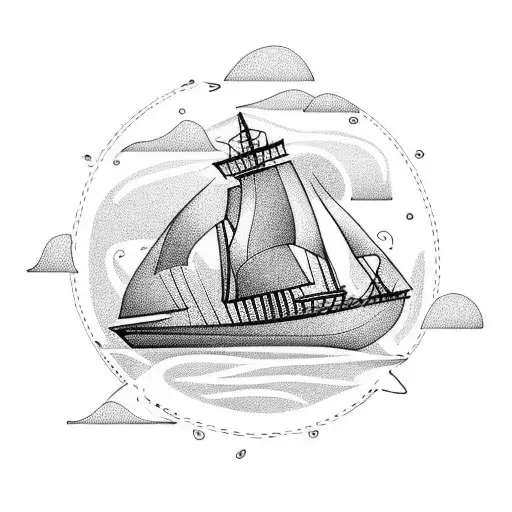 small sailing ship without details tattoo design idea
