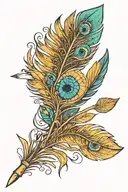simplified arrow with peacock feather fletching tattoo design idea