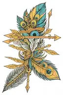 simplified arrow with peacock feather fletching tattoo design idea