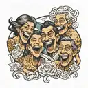 four people laughing  tattoo design idea
