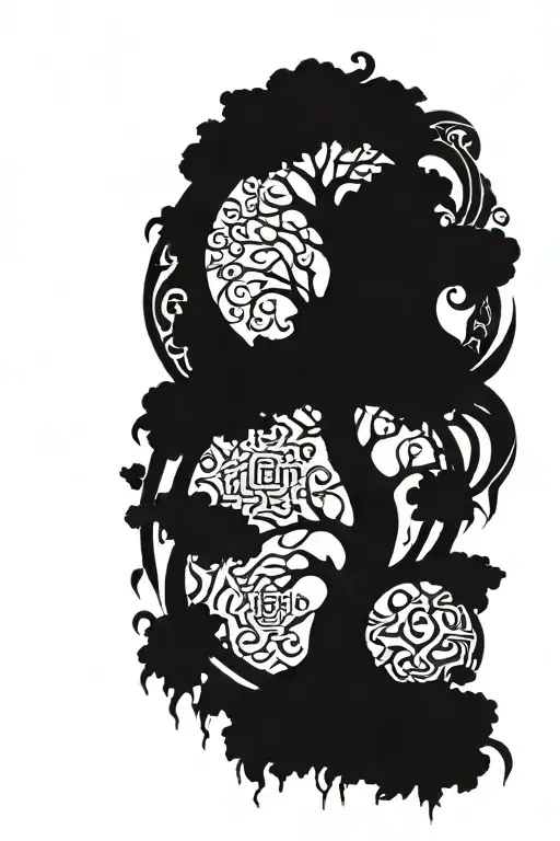 tree of life, with the names Peighton, Elayna, Brody, Lincoln, Fiona worked in tattoo design idea