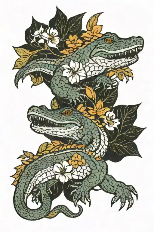flordia gators with orange blossoms tattoo design idea