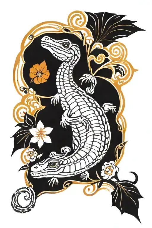 flordia gators with orange blossoms tattoo design idea
