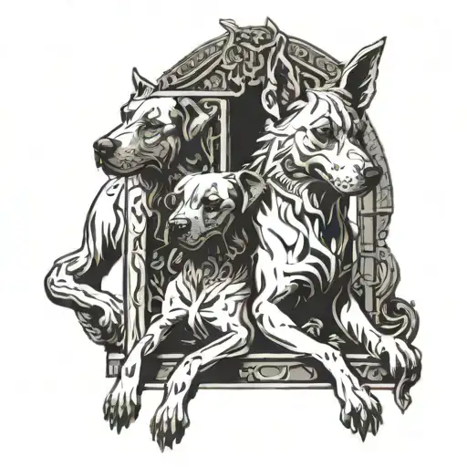 Blackwork "3headed Dog Guarding The Gate Of Hell" Tattoo Idea