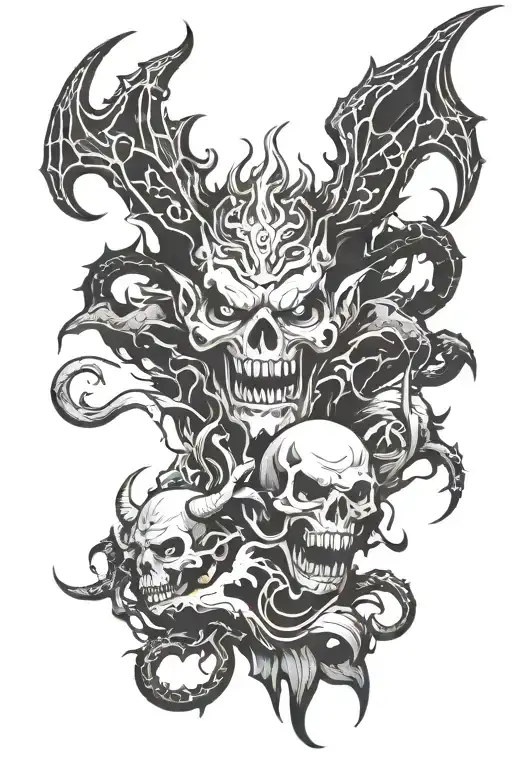 monster and god tattoo design idea