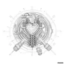 mechanical chestplate wikth a heart in the center wiring flowing out of it tattoo design idea