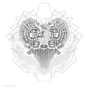 mechanical chestplate wikth a heart in the center wiring flowing out of it tattoo design idea