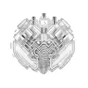 mechanical chestplate wikth a heart in the center wiring flowing out of it tattoo design idea