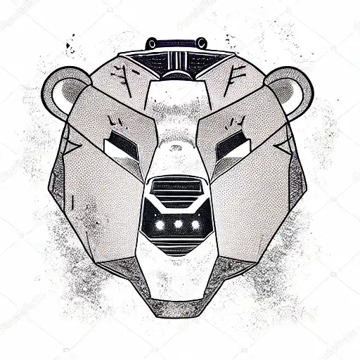 cyborg bear tattoo design idea