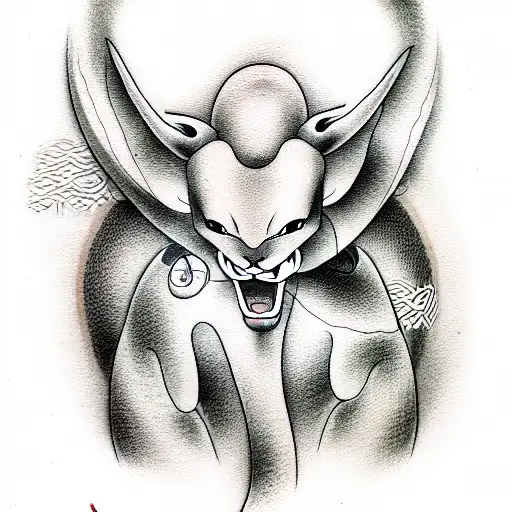 2pac Mewtwo hybrid tattoo design idea