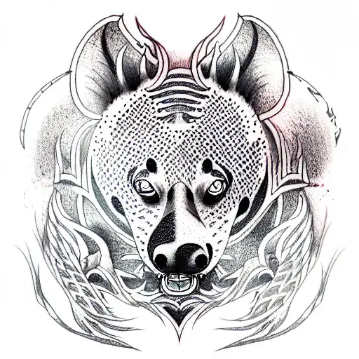 hyena predator hybrid tattoo design idea