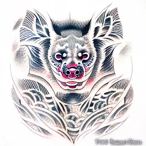 hyena bat hybrid tattoo design idea