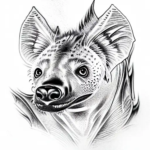 hyena bat hybrid tattoo design idea