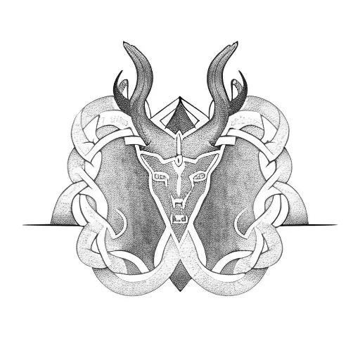 tree of life with three horns of Odin in the branches tattoo design idea