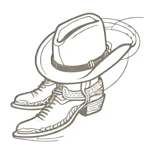 cowboy hat above  boots, separated by some air tattoo design idea