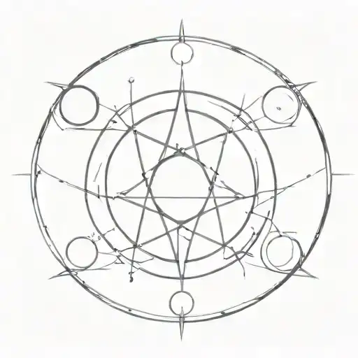 A minimalist tattoo of the Cosmere symbol with elements from each series intertwined tattoo design idea