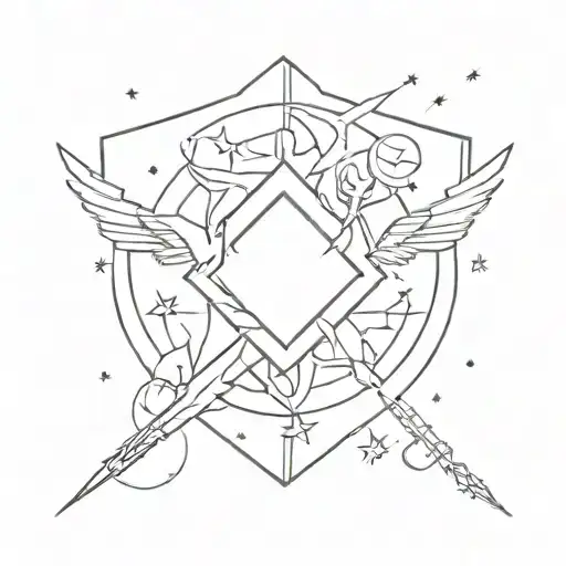 Create a minimalist tattoo inspired by the cosmere universe with subtle references to Zelda and Street Fighter characters tattoo design idea