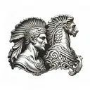 realistic achilles statue tattoo design idea