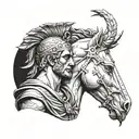 realistic achilles statue tattoo design idea
