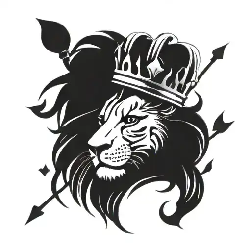 lion king crown broken love heart tattoo design idea