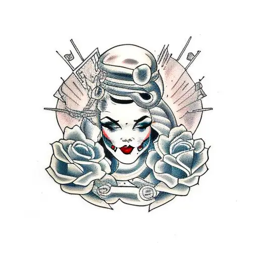 woman wrapped by snake tattoo design idea