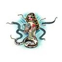 woman wrapped by snake tattoo design idea