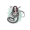 woman wrapped by snake tattoo design idea