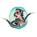 woman wrapped by snake tattoo design idea