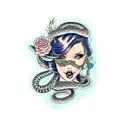 woman wrapped by snake tattoo design idea