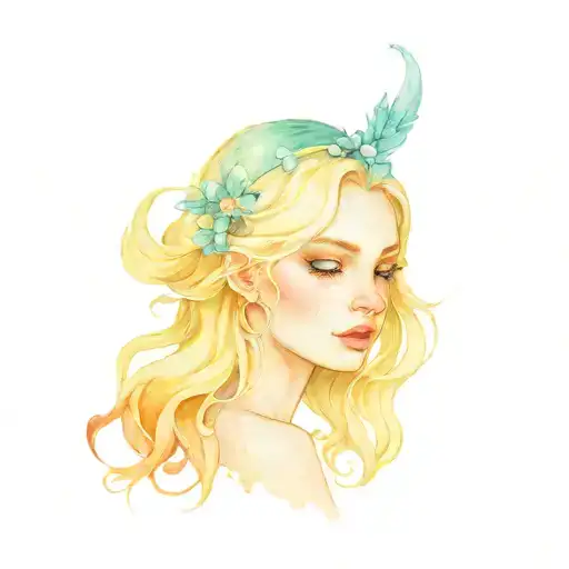 girl blonde goddess saturn freya tarots piercing tattoo design idea