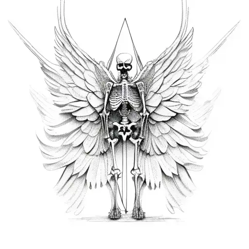 icarus wings skeleton tattoo design idea