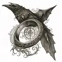 The One Ring with Elvish script and a nazgul tattoo design idea