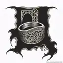 The One Ring with Elvish script, with the door of Durin and a nazgul tattoo design idea