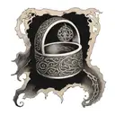The One Ring with Elvish script, with the door of Durin and a nazgul tattoo design idea