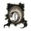 The One Ring with Elvish script, with the door of Durin and a nazgul tattoo design idea