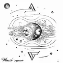 Mélange de lune soleil vague tattoo design idea