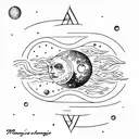 Mélange de lune soleil vague tattoo design idea