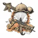 Freefall, parachute, rifle tattoo design idea
