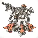 Freefall, parachute, rifle tattoo design idea