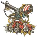 Freefall, parachute, rifle tattoo design idea