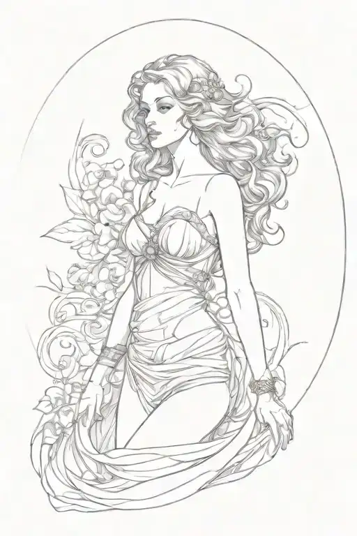 full body Aphrodite realistic sexy girl shoulder tattoo tattoo design idea