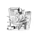 man sitting with one leg crossed barefoot and is reading a news paper with head line GOOD NEWS the paper covers his face tattoo design idea