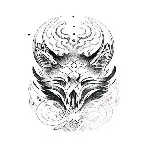 fox skull tattoo design idea