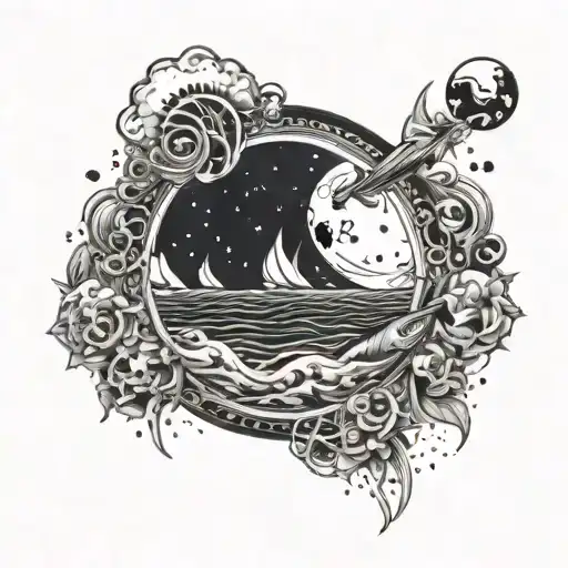 ocean and space themed tattoo tattoo design idea