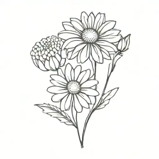 chrysanthemum and daisy tattoo design idea