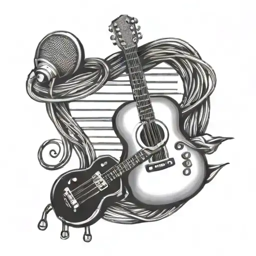 mic headphones guitar mixer music notes  tattoo design idea