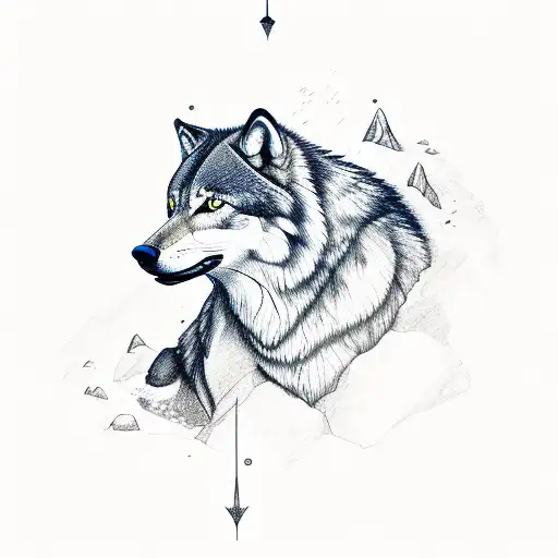 Arrowhead with wolf tattoo design idea