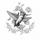 Hummingbird, roses, bees, elephants  tattoo design idea