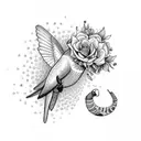 Hummingbird, roses, bees, elephants  tattoo design idea