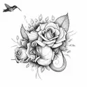 Hummingbird, roses, bees, elephants  tattoo design idea